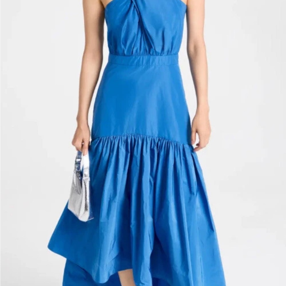 Veronica Beard Radley Halter High Low Blue Dress